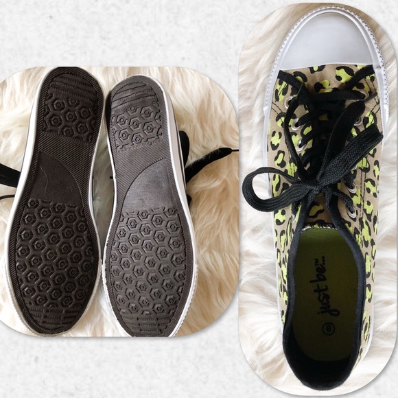 Just Be Neon Leopard Print Sneakers - Picture 5 of 6